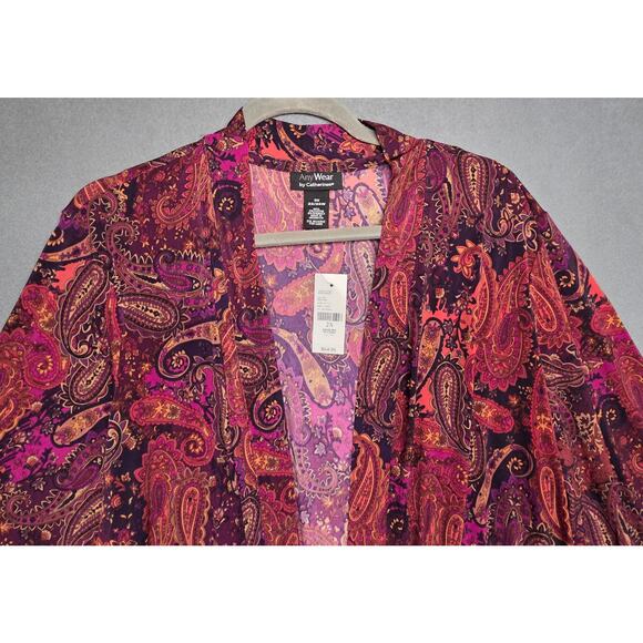 New Catherines Any Wear Womens Size 2x 22/24W Open Cardigan Paisely Long Sleeve - Picture 2 of 5
